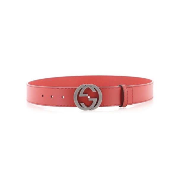 NWT Gucci Celeria Interlocking G Red Leather Belt - size 95 Cm 38 In GG Logo - Picture 1 of 8